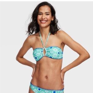 Roller Rabbit x Target Reversible Bikini Top only Teal Blue Size S NWT
